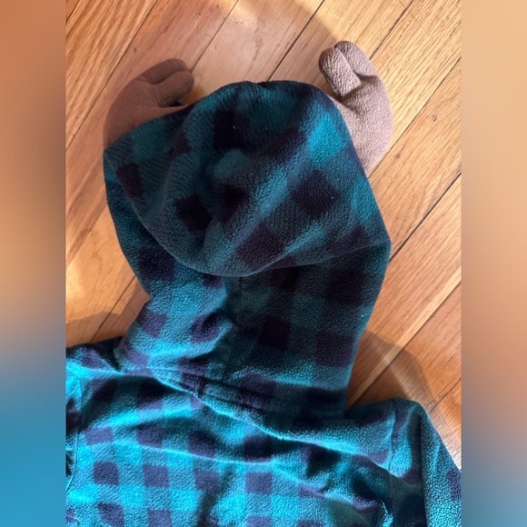 The Children’s Place Boy’s Med. 7/8 Christmas Reindeer Zip Up Green PJ’s! Twins - Picture 12 of 14